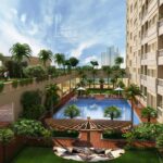 Pool and greenery at spectrum metro front